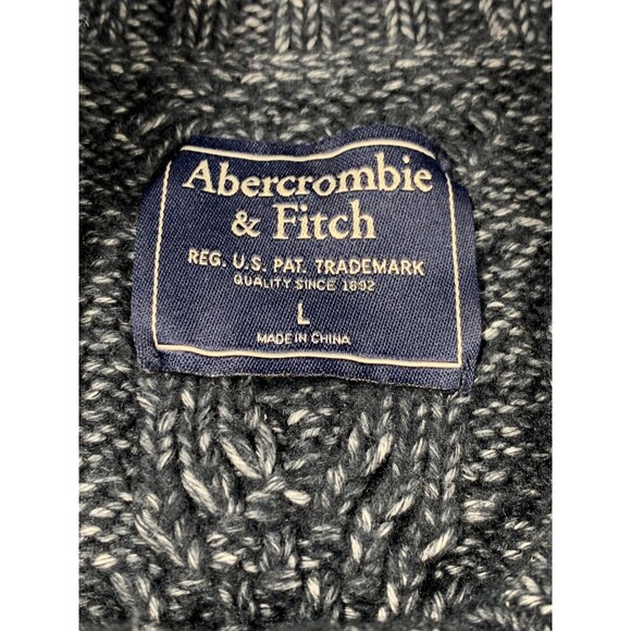 Abercrombie & Fitch Cable Knit Sweater Womens L Blue Fisherman Pullover - Picture 2 of 7
